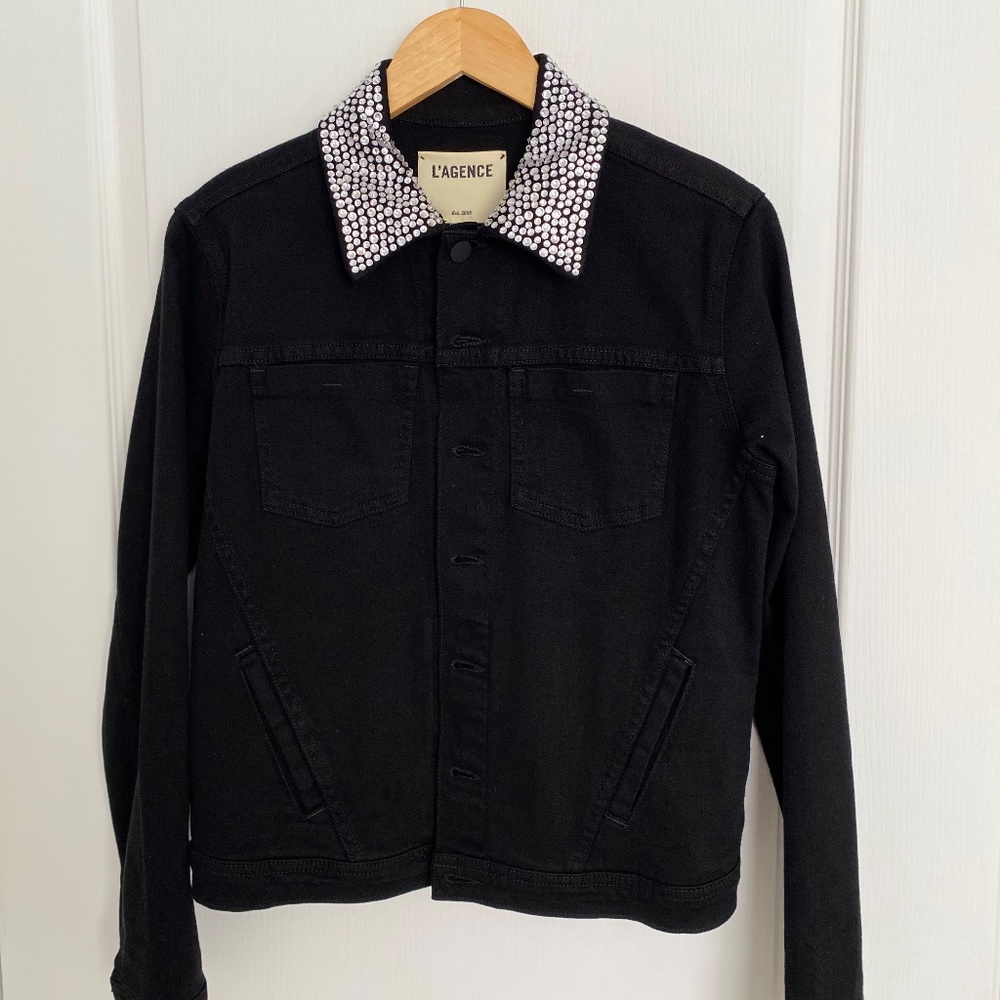 L AGENCE Crystal collar black jacket size M